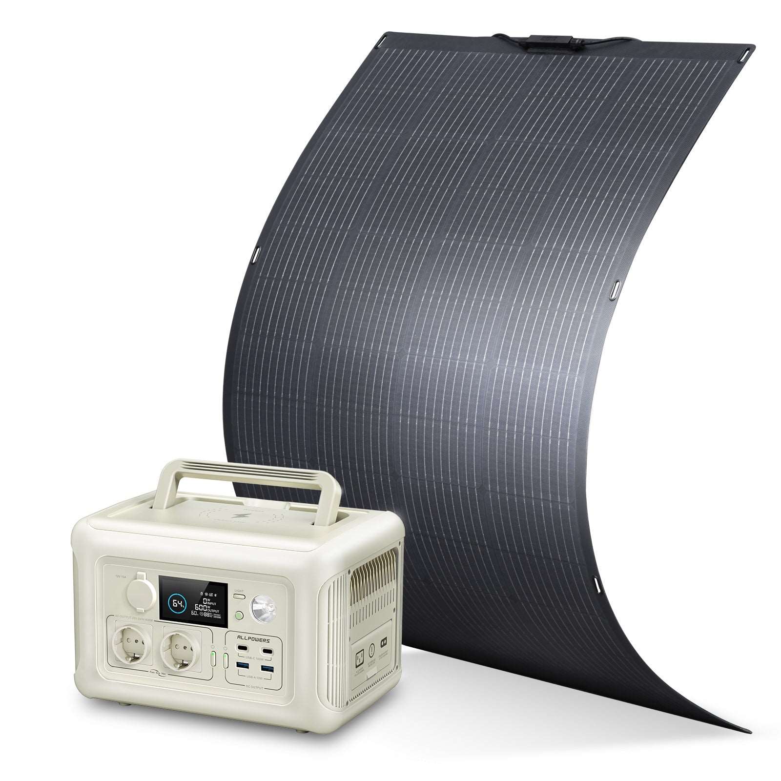 ALLPOWERS Generador Solar 600W (R600 +SF200  Panel Solar Flexible 200W)